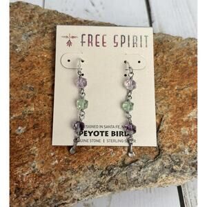 NEW Peyote Bird Sterling‎ Amethyst Peridot Quartz 2" Earrings J072